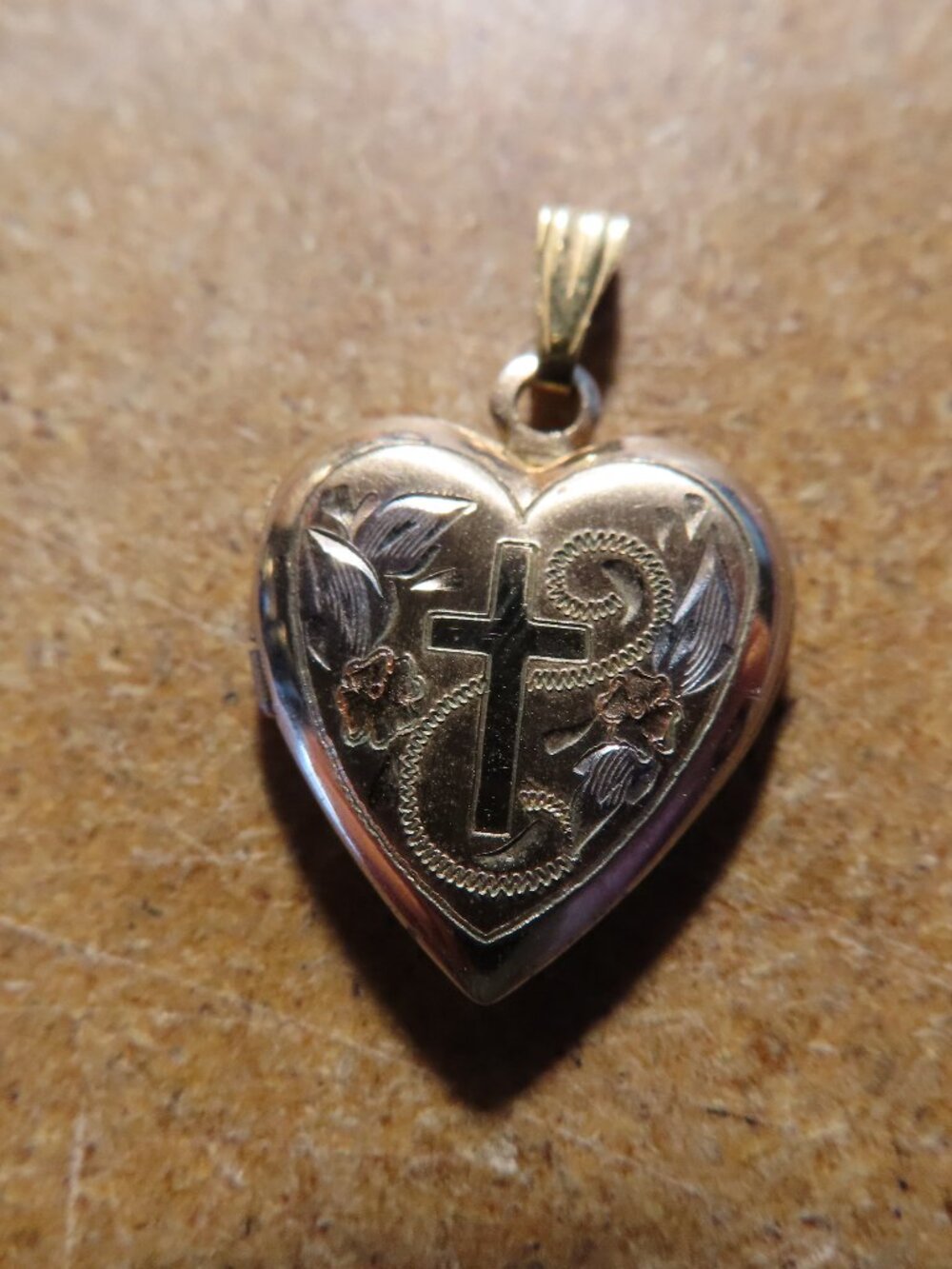 14K Gold Filled Cross Heart Locket